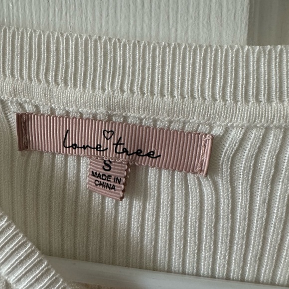 Love Tree Sweater S Cream Ribbed Round Neck Long Sleeve, NWOT - Picture 2 of 5